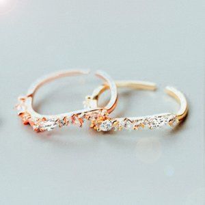 Cubic Zirconia Rose Gold Twist Adjustable Ring Open End Crystal Ring for her